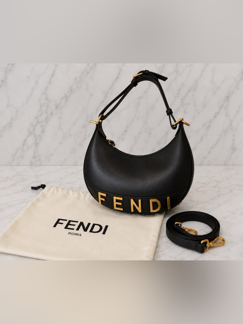🆕 🖤 First Medium Hobo Bag – Black Leather with Gold Hardware ✨🖤